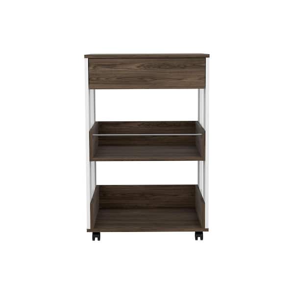 Unbranded Outdoor Grill Cart 1-Drawer 2-Shelf, Caster White for Easy Mobility