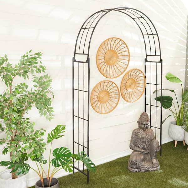 Litton Lane Black Metal Contemporary Garden Arbor 91 In. x 54 In.