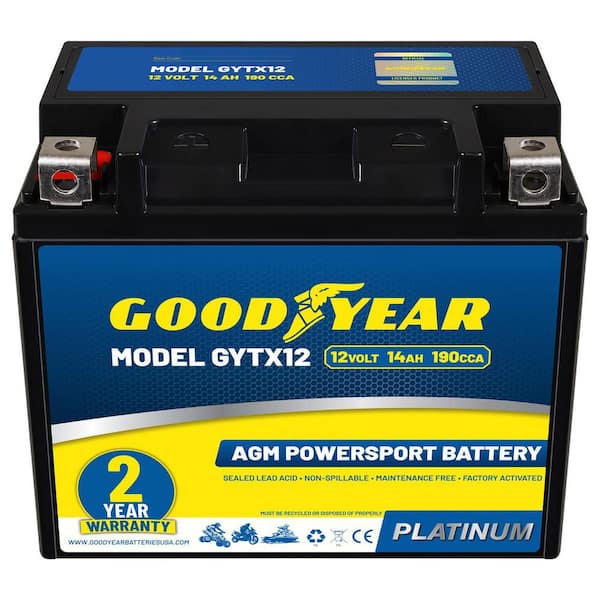 GYTX12-12-Volt 14 AH, 190 CCA, Rechargeable High-Performance, Maintenance Free, SLA-AGM Battery