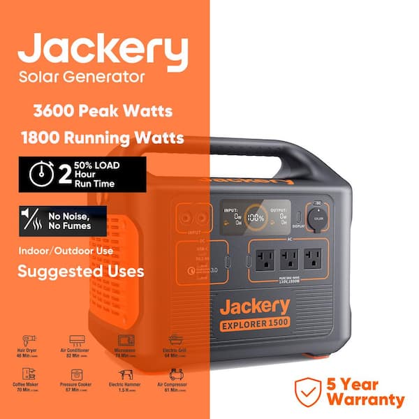 Jackery 1800-Watt Output/3600W Peak Portable Solar Power Station