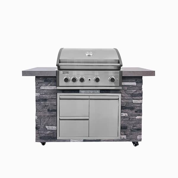 PROKAn 60 in. Pro Elite 5B Propane Q Grill Island in Northern Slate ...