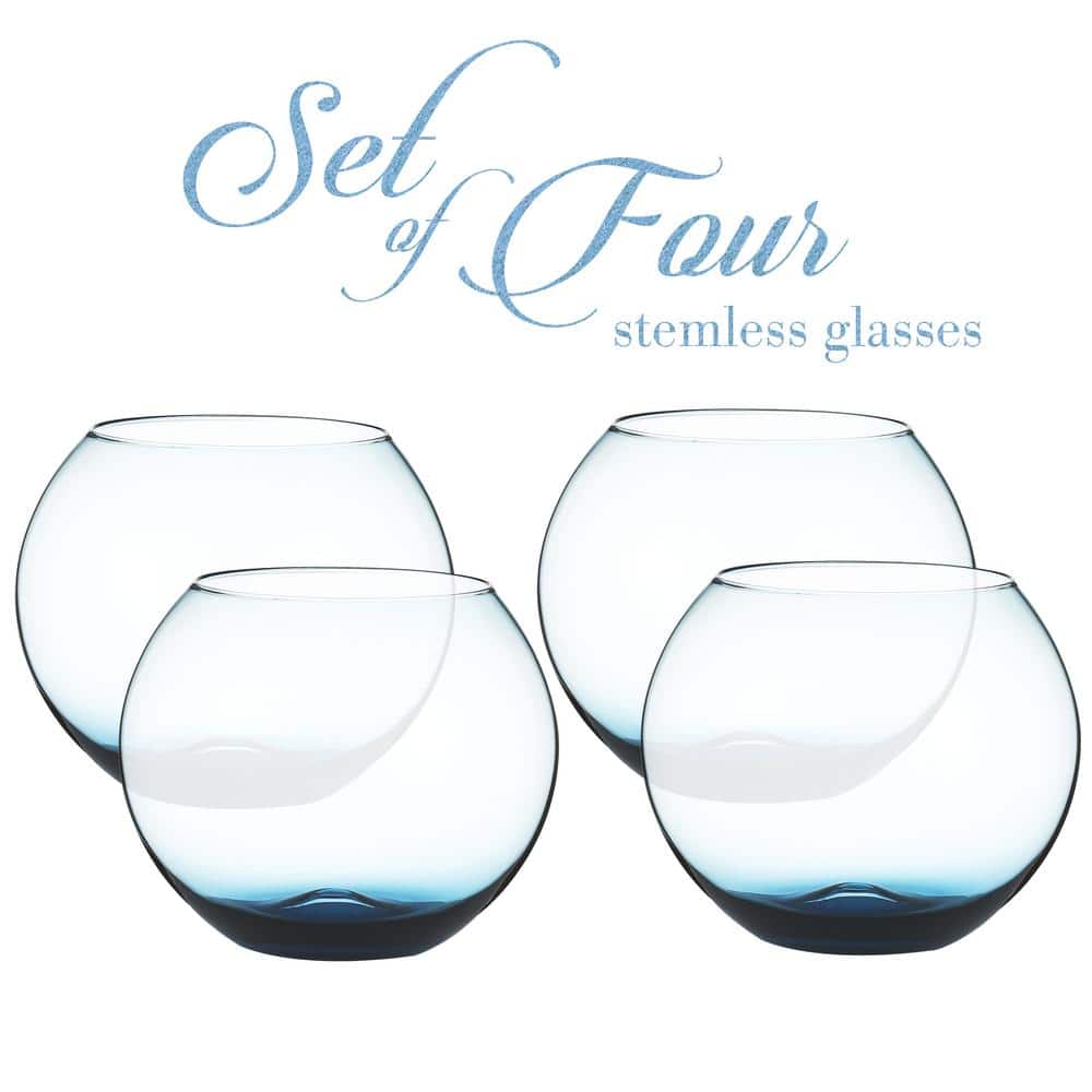 Berkware Luxurious and Elegant Sparkling Blue Colored Wine Glass - 13.3oz  (Set of 2)