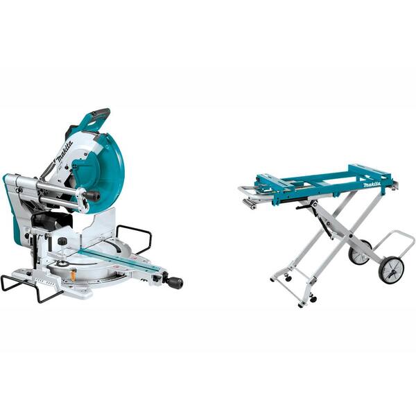 15-Amp 12 in. Dual-Bevel Sliding Compound Miter Saw with Laser and Portable Rise Miter Saw Stand