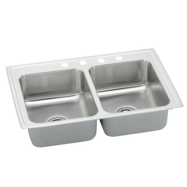 Elkay Gourmet Drop-In Stainless Steel 22x33x7.5 3-Hole Double Bowl Kitchen Sink-DISCONTINUED