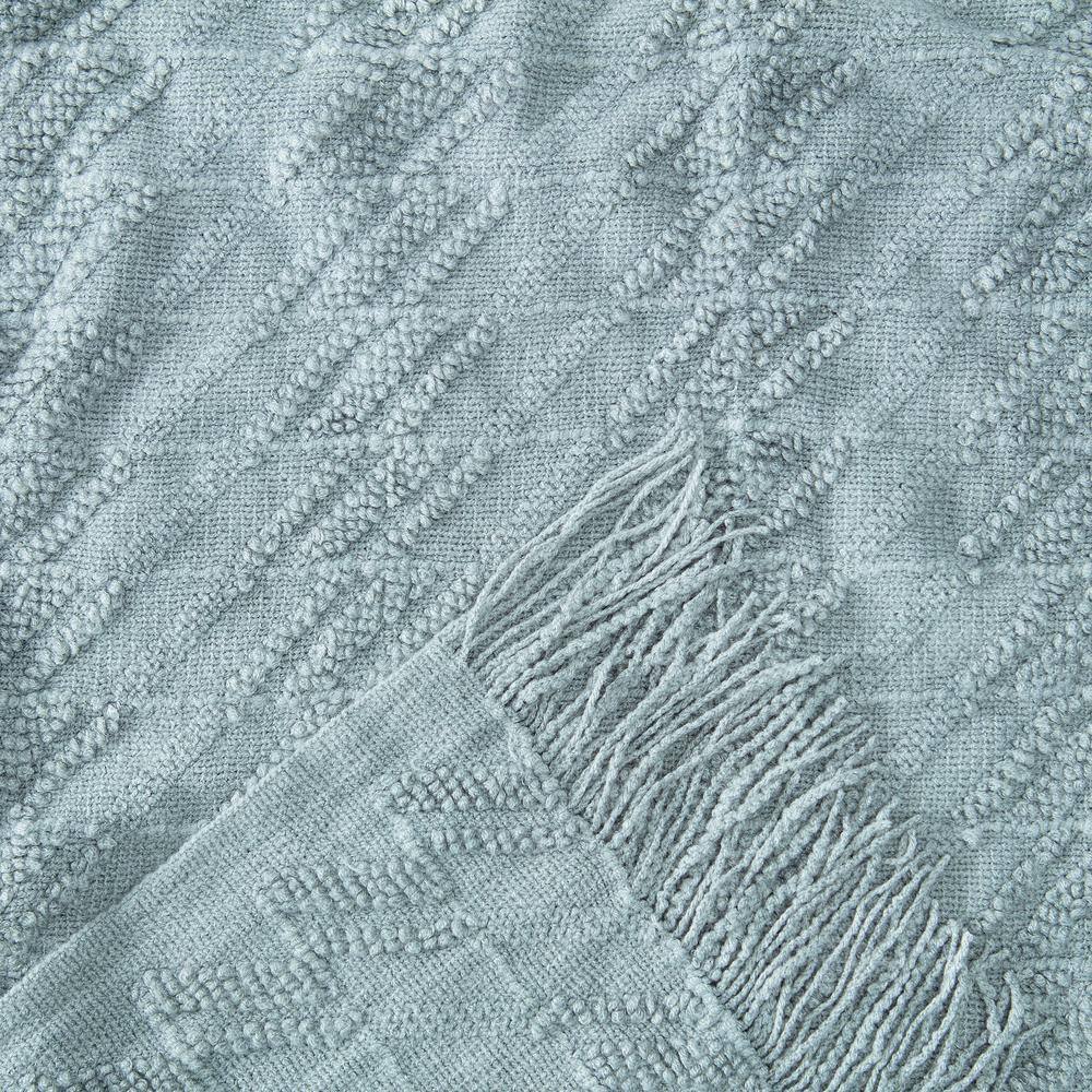 Sage Green Acrylic Knit Throw Blanket with Tassels, 50x65 Inches