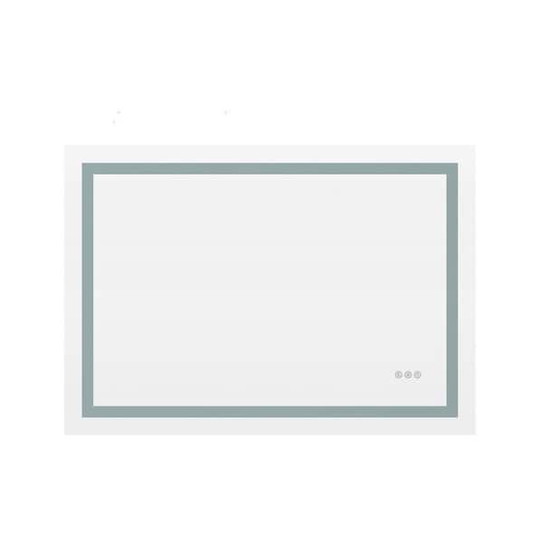 40 in. W x 30 in. H Rectangular Frameless LED Mirror Dimmable Defogging Wall-Mounted Bathroom Vanity Mirror