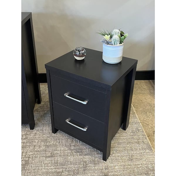 SLIDE LOGIC 2-Drawer Black Nightstand (22 in. H x 18 in. W)