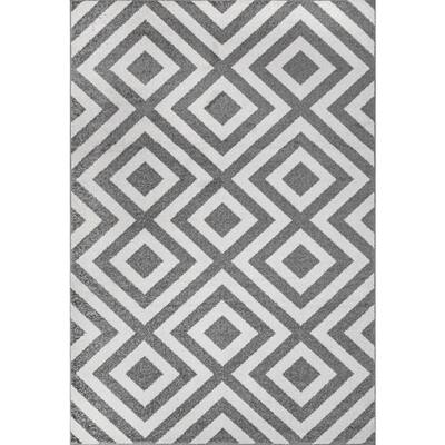 Zadie Geometric Gray 10 ft. x 14 ft. Area Rug