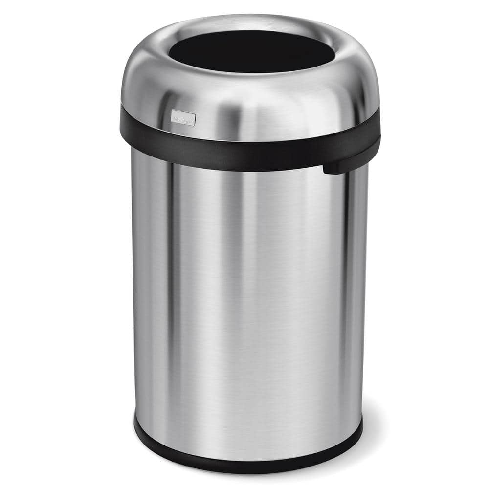 simplehuman 115L Round Open Top Commercial Trash Can, Brushed