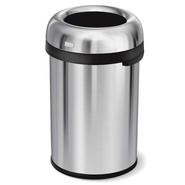115L Round Open Top Commercial Trash Can, Brushed Stainless Steel