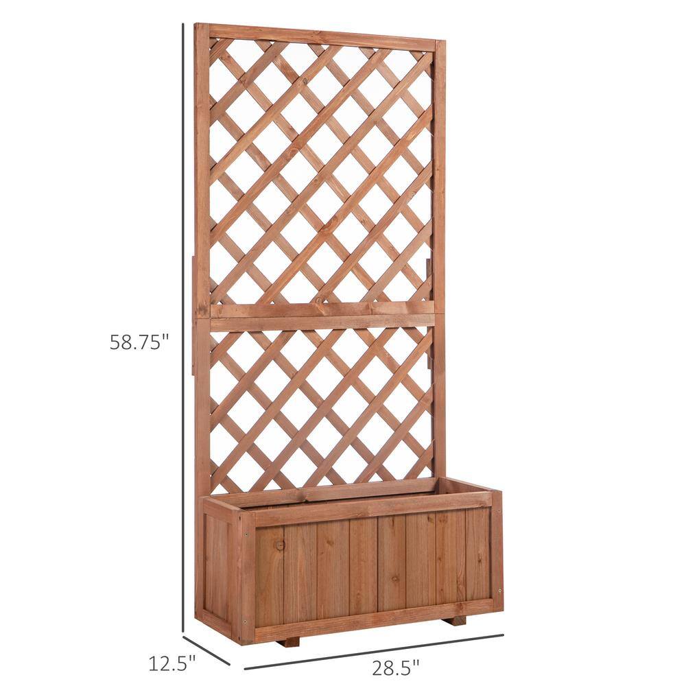 Elevated Natural Wood Garden Bed with Climbing Trellis