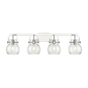 Pilaster II Sphere 36.5 in. 4-Light Polished Chrome Vanity Light with Glass Shade