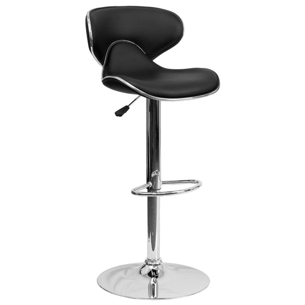 Flash Furniture Adjustable Height Black Cushioned Bar Stool DS815BK