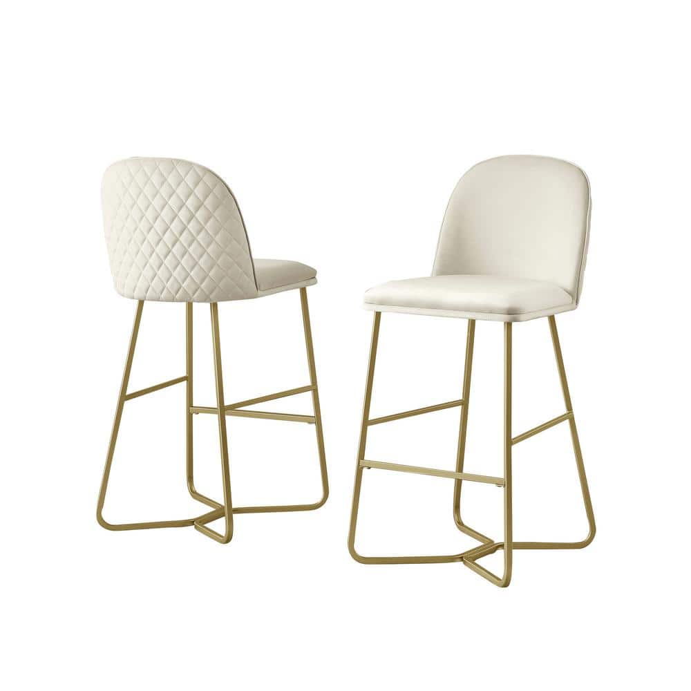 Best Quality Furniture Erwin 29 in H. Cream Low Back Bar Stool With