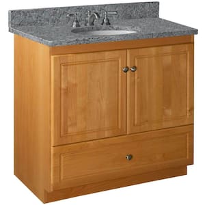 Ultraline 36 in. W x 21 in. D x 34.5 in. H Bath Vanity Cabinet without Top in Natural Alder