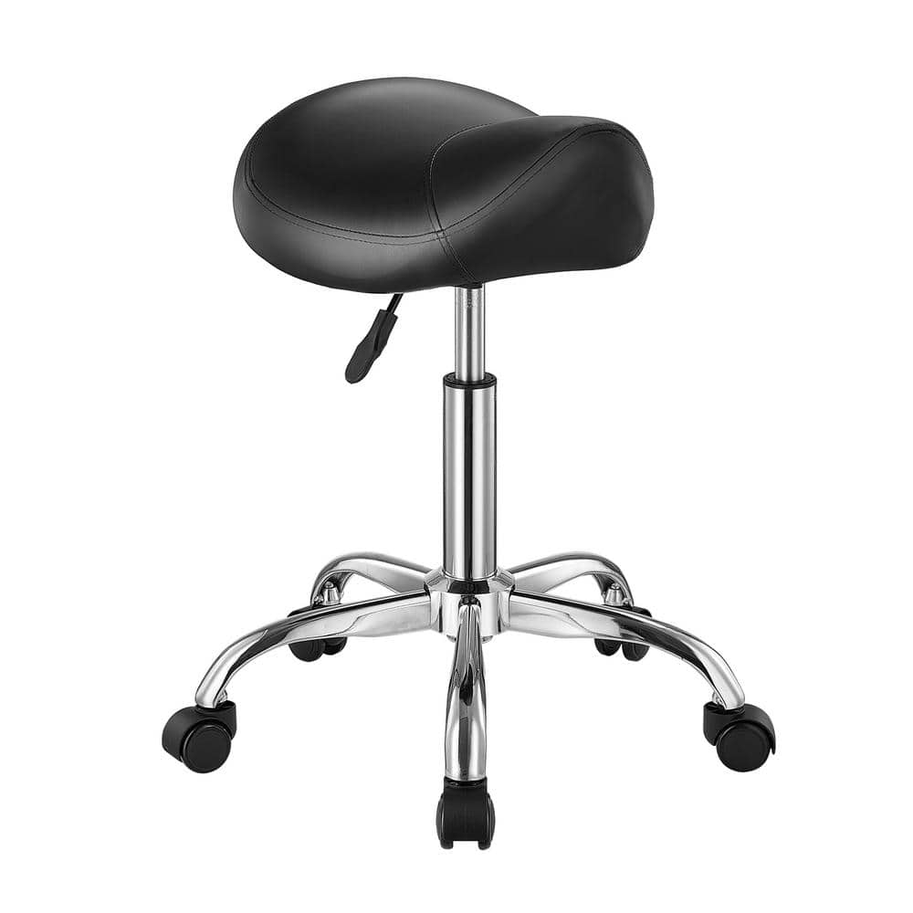 Saddle Stool with Wheels, 450 lbs. Capacity Rolling Stool, Adjustable Plastic Outdoor Rocking Chair with Cushion, Black price history on PriceWatchPro