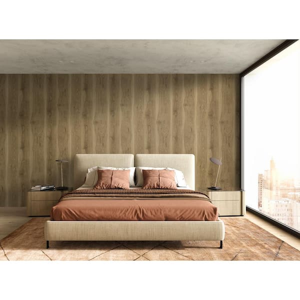 Walnut Kieri Vinyl Unpasted Wallpaper Roll (60.75 sq. ft.)