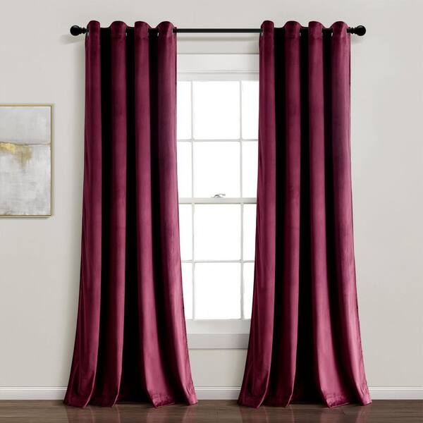 HOMEBOUTIQUE Prima Velvet Solid 100% Lined Plum 84 in. L x 52 in. W  Blackout Single Panel Grommet Window Curtain 21T013389 - The Home Depot