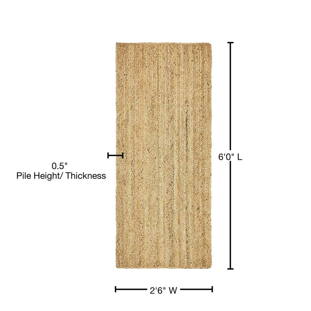 Natural Handmade Braided Jute Runner Rug, 2'7" x 6'1"