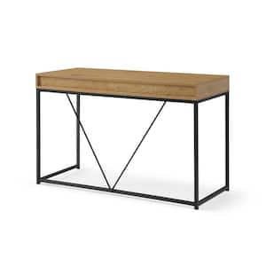 Emberlyn 19.7 in. Wide Rectangular Natural/Black Wooden 2-Drawers Writing Desk with Steel Legs