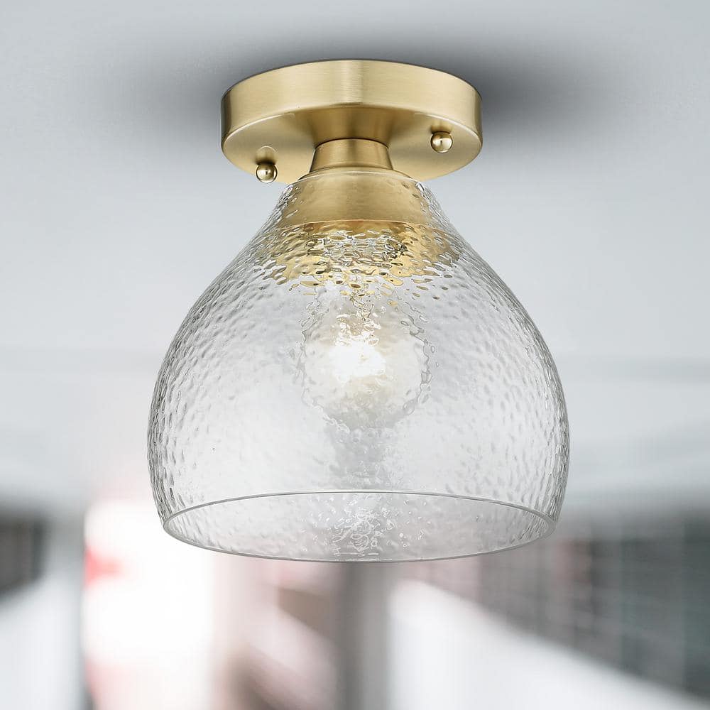 Ariella Brushed Champagne Bronze Semi-Flush Mount with Hammered Glass
