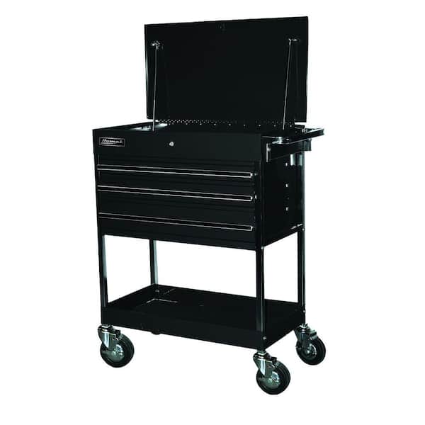 Homak Professional 34 in. 3-Drawer Service Utility Cart in Black