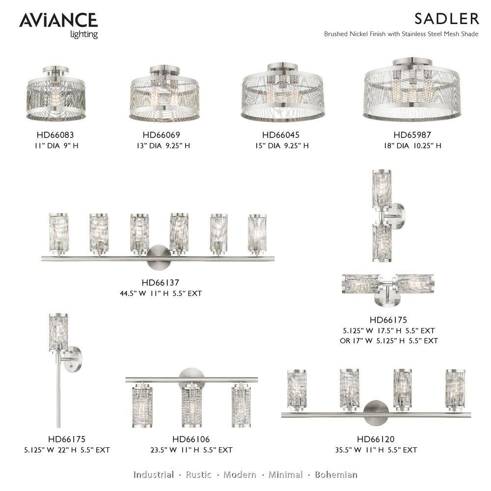 Industro Sleek 6-Light Brushed Nickel Vanity Sconce with Stainless Steel Mesh Shade