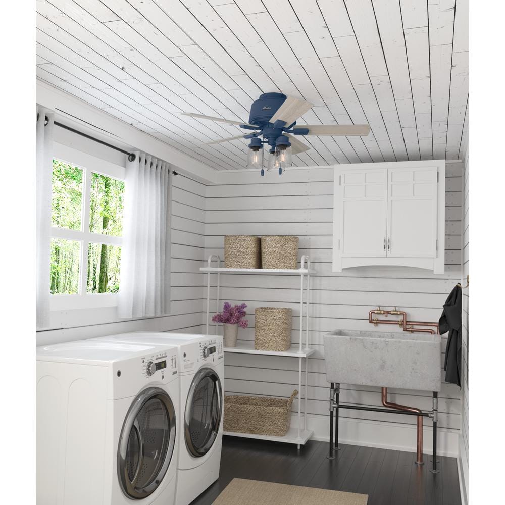 Indigo Blue 44" Low Profile Ceiling Fan with Lighting