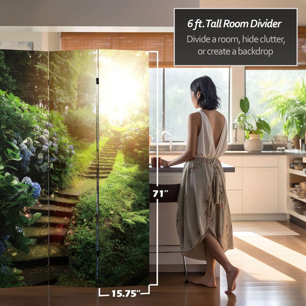 6 Ft. Tall Double Sided Stairway To Heaven Canvas Room Divider