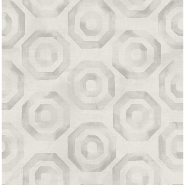 Seabrook Designs Faravel Ivory and Grey Geo Paper Strippable Roll (Covers 56.05 sq. ft.)