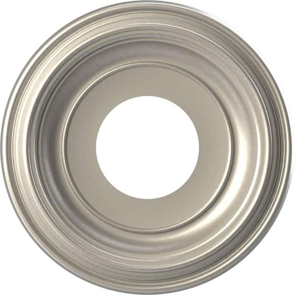 Traditional 10 in. O.D. x 3-1/2 in. I.D. x 1-1/8 in. P Thermoformed PVC Ceiling Medallion Bright Coat Aluminum