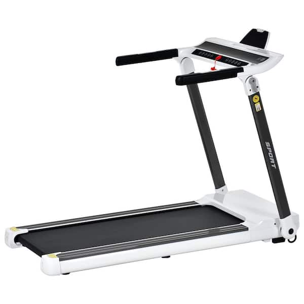 3.5 HP Black and White Metal Foldable Electric Treadmill with Safety Key, LED Display, App Control and Pad/Phone Holder
