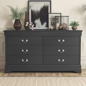Ireton 6-Drawer Black Dresser with Ultra Fast Assembly (32.0 in. x 58.2 in. x 15.7 in.)