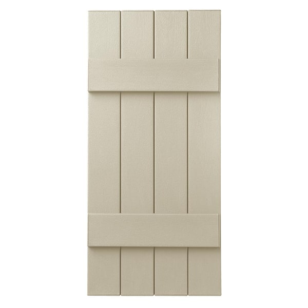 Ply Gem 15 in. x 43 in. Polypropylene 4-Board Closed Board and Batten Shutters Pair in Sand Dollar