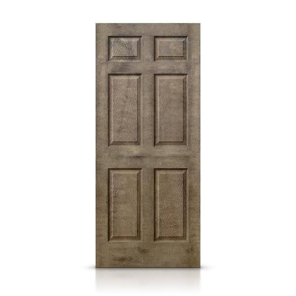 CALHOME 30 in. x 80 in. Vintage Brown Stain Hollow Core Composite MDF 6 Panel Interior Door Slab