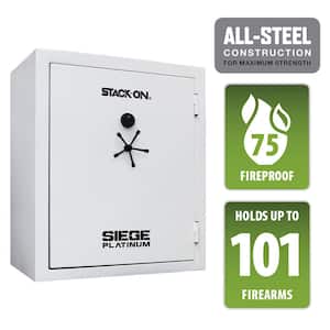 Siege Platinum 101-Gun Fire and Waterproof Safe, Winter White, Electronic and Biometric Lock, Gun Safe