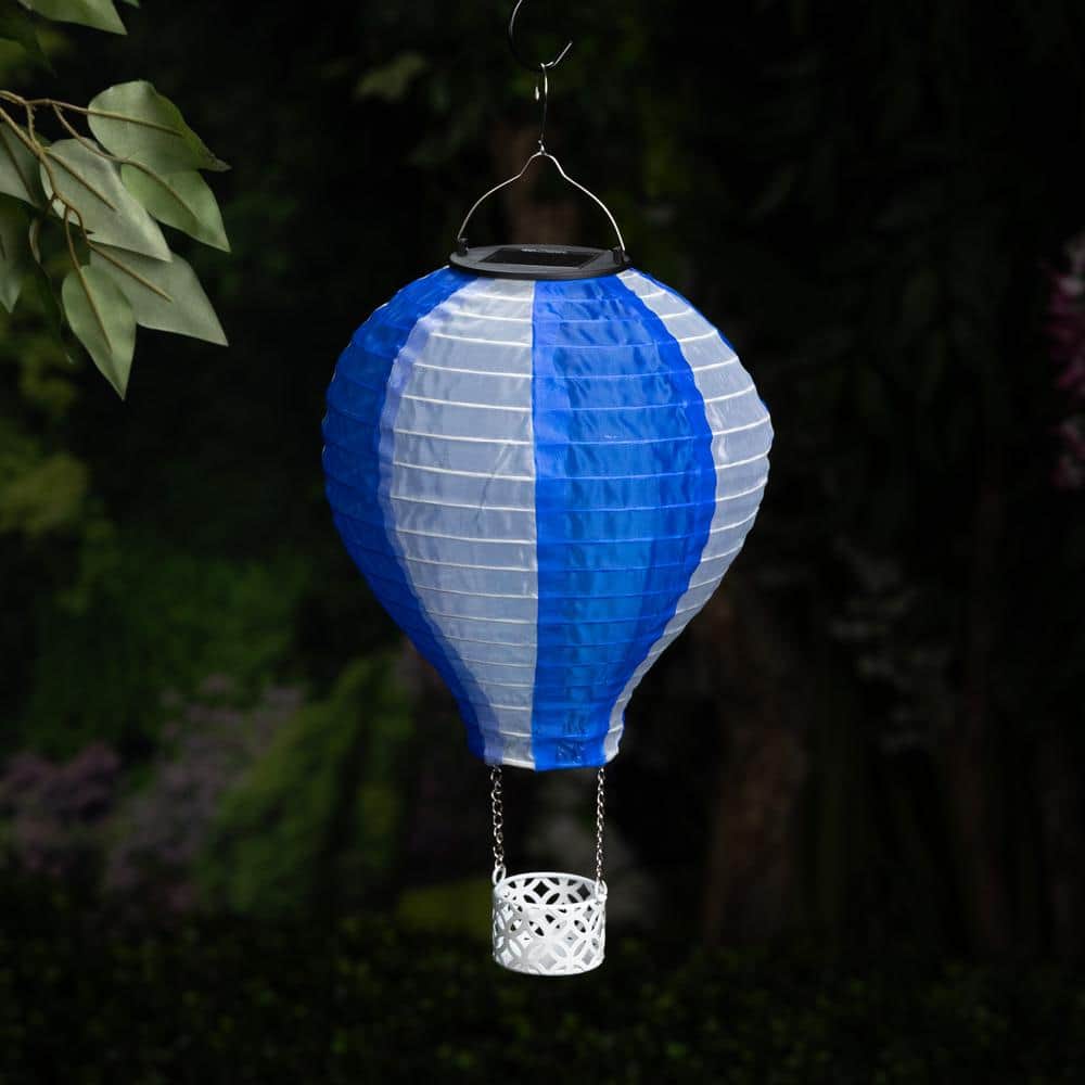 Solar Blue and White Hot Air Balloon LED Light