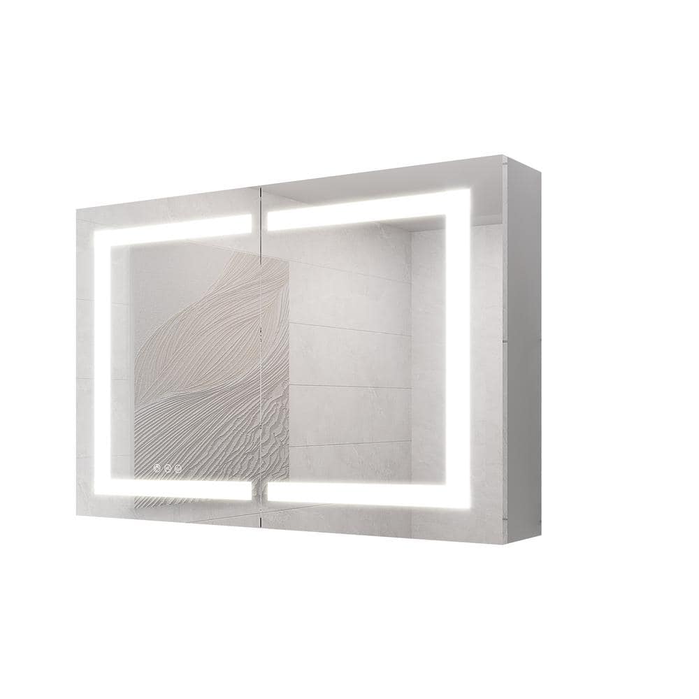 36 in. W x 24 in. H Rectangular Aluminum Medicine Cabinet with Mirror Shelv