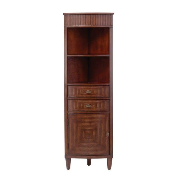 Home Decorators Collection Fuji 67-1/2 in. H x 22 in. W Corner Linen Cabinet in Old Walnut