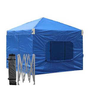 10 ft. x 10 ft. Pop Up Canopy Tent with Removable Sidewall,with Roller Bag-Blue