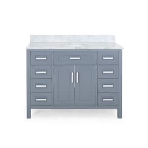 Greysen 48 in. W x 22 in. D Bath Vanity with Carrara Marble Vanity Top in Grey with White Basin
