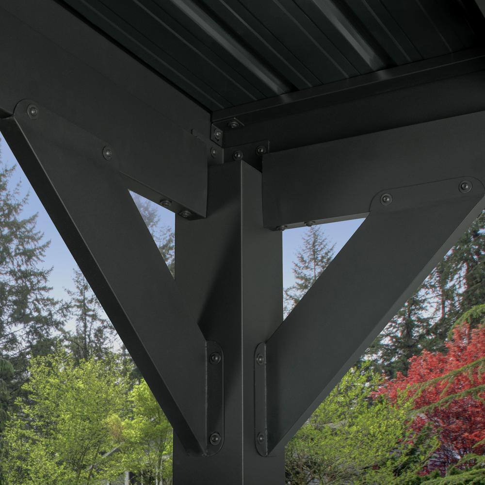 Stonebridge Matte Black Galvanized Steel Slope Roof Gazebo