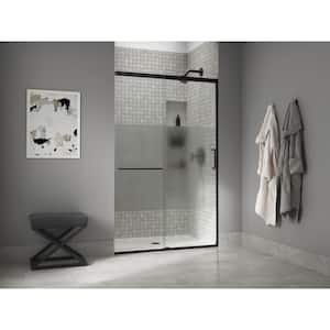 Elate Tall 44-48 in. W x 76 in. H Sliding Frameless Shower Door in Matte Black with Crystal Clear Glass