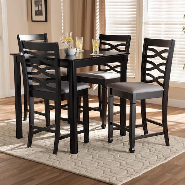 Baxton Studio Lanier 5 Piece Gray and Espresso Pub Set 157