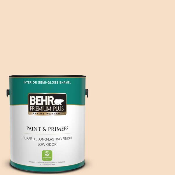 BEHR PREMIUM PLUS 1 gal. Home Decorators Collection #HDC-SP14-3 Faint Peach Semi-Gloss Enamel Low Odor Interior Paint & Primer