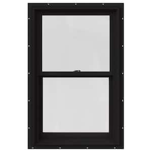 25.375 in. x 48 in. W-2500 Series Black Painted Clad Wood Double Hung Window w/ Natural Interior and Screen