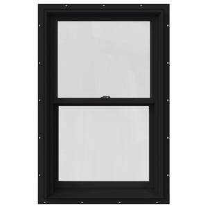 25.375 in. x 48 in. W-2500 Series Black Painted Clad Wood Double Hung Window w/ Natural Interior and Screen