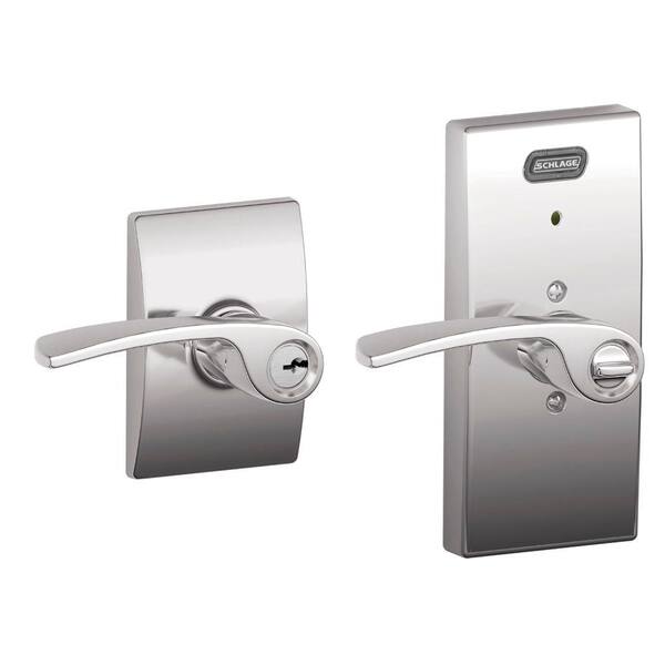 Schlage Century Collection Merano Satin Nickel Keyed Entry Lever with Built-In Alarm