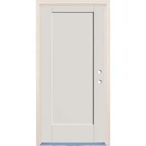 36 in. x 80 in. 1 Panel Left-Hand Unfinished Fiberglass Prehung Front Door with 4-9/16 in. Frame and Nickel Hinges