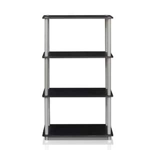 43.25 in. Black/Gray Plastic 4-shelf Etagere Bookcase with Open Back